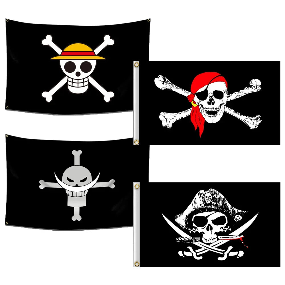 One Piece Jolly Roger Flag Set – Official Pirate Crew Wall Decor