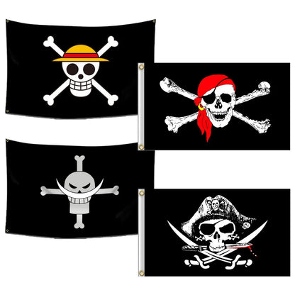 One Piece Jolly Roger Flag Set – Official Pirate Crew Wall Decor