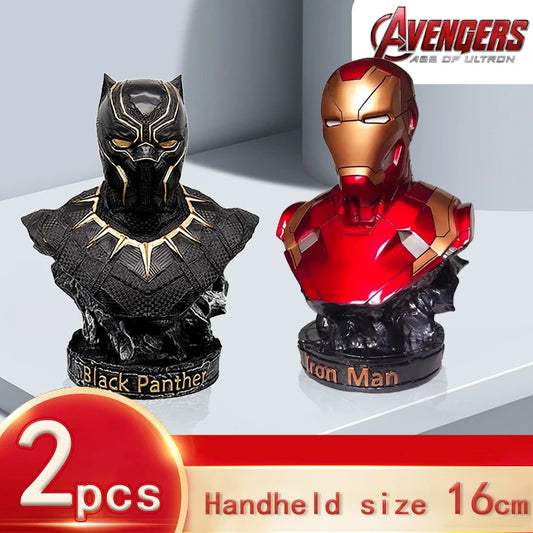 Iron Man & Black Panther Bust Duo – 16cm Marvel Avengers Resin Statues
