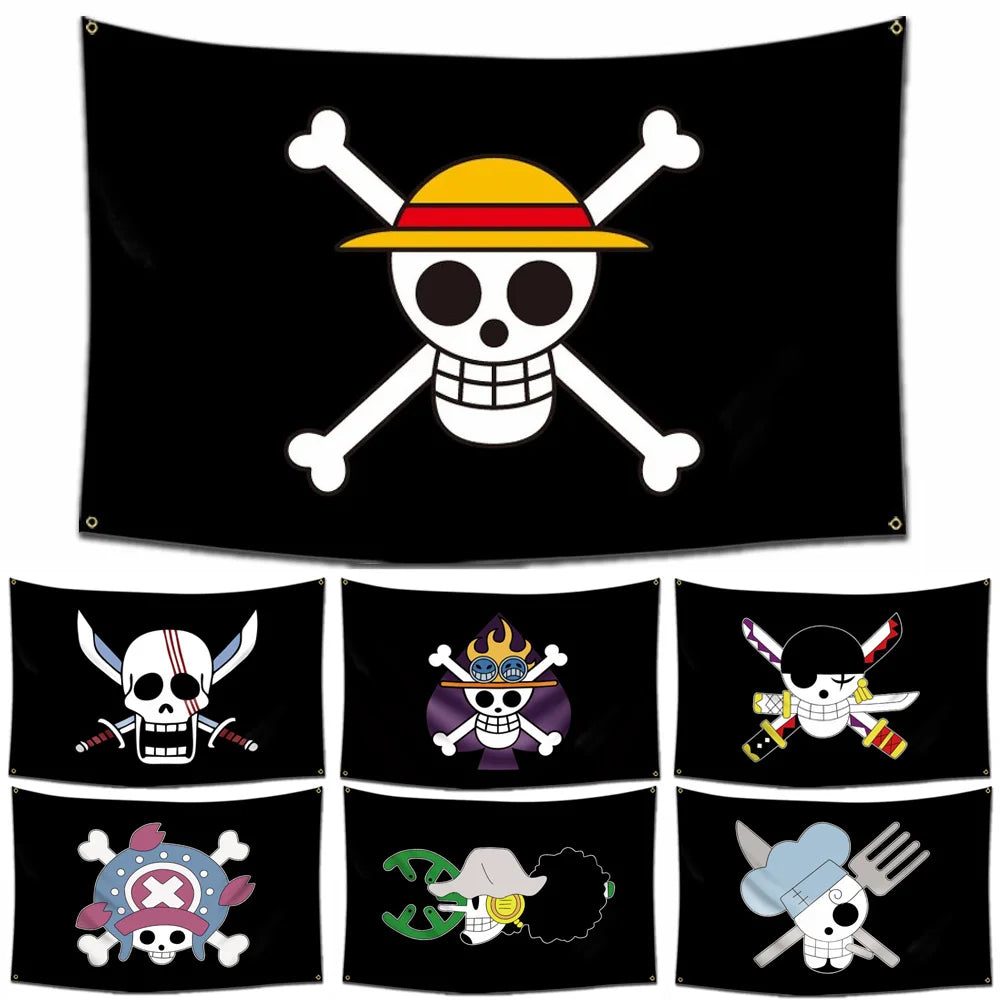 One Piece Jolly Roger Flag Set – Official Pirate Crew Wall Decor
